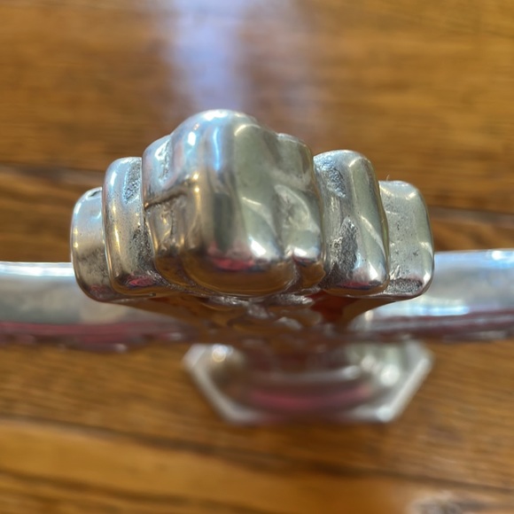 Cross shaped home decor.  Silver color with red. - Picture 15 of 16